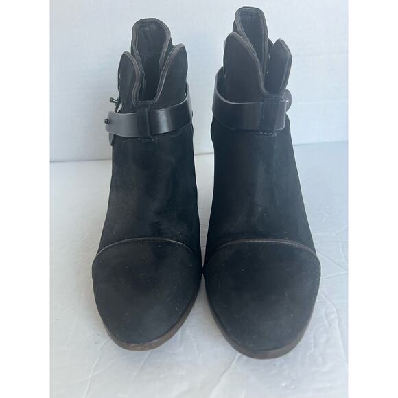 Rag & Bone Black Suede Leather Almond Toe Ankle Bootie Boots Block Heel Sz 11 - Picture 3 of 11